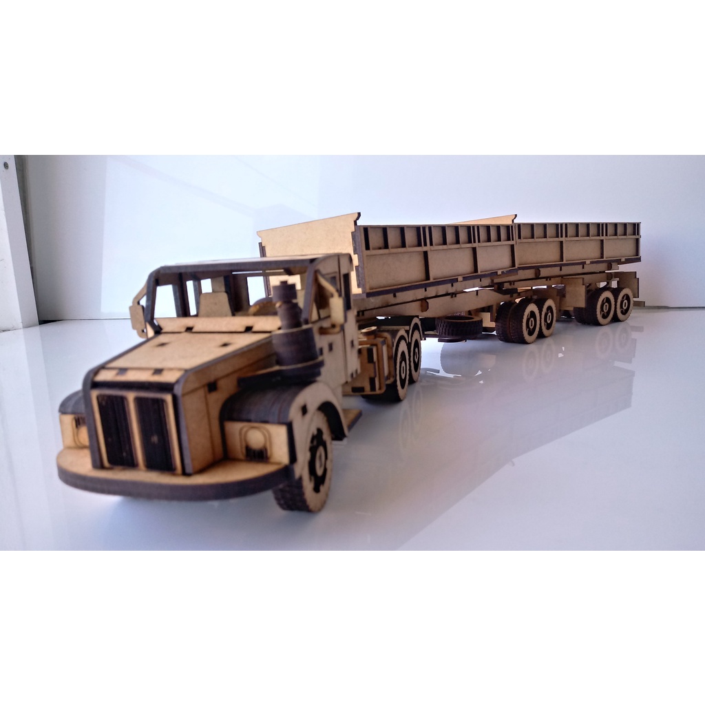 Miniatura Scania Jacaré Bitrem 3d, Quebra Cabeça Em Mdf