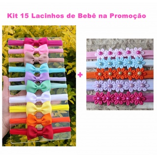 Kit de 15 Lacinhos Delicados para Bebê na Tiarinha Faixinha RN na Promoção