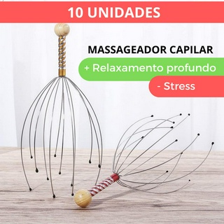 Kit Massageador De Cabeça Coçador Anti Stress 12 Pontas Relaxamento Profundo