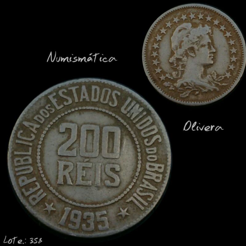 L.: 0236 - Moeda antiga Brasil 200 réis 1935.