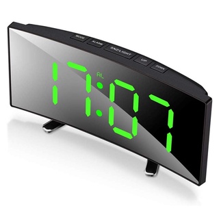 Led Relógio Digital De Alarme Espelho Tela Curvada 7 Polegada De Mesa Com Temperatura Soneca Voz Ativação Usb