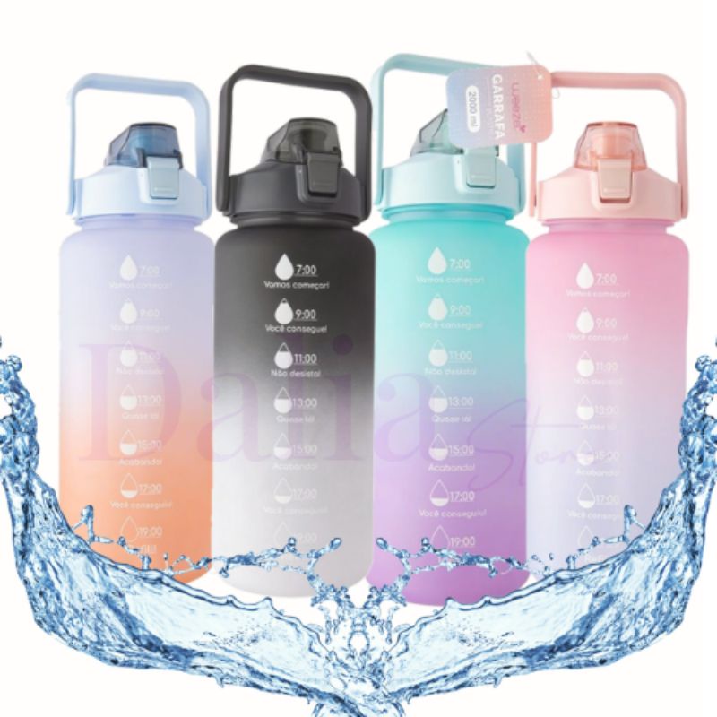 Garrafa De Agua 2 Litros Com Marcação De Horario COM ADESIVO