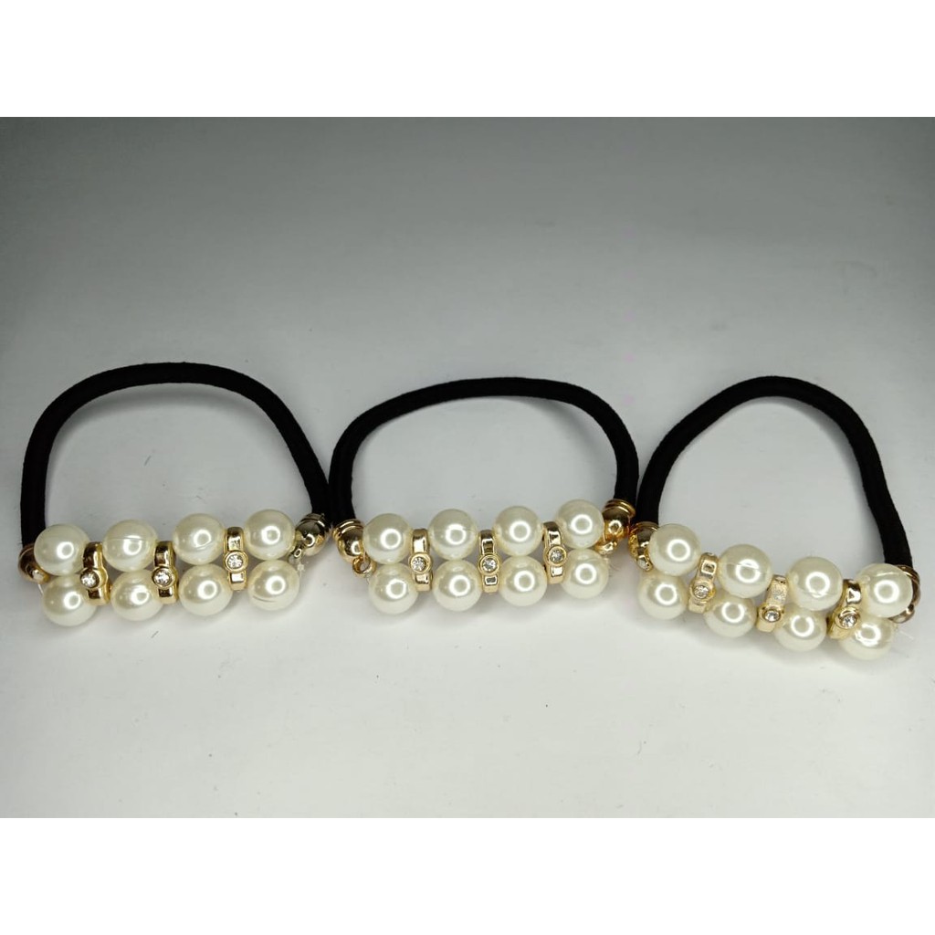 3 Unidades de Prendedores de cabelo de elástico com pérolas em Oferta na Shopee