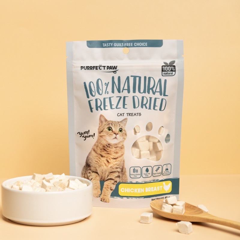 🐾 ขนมแมว อกไก่ฟรีซดราย 100%(Purrfect Paw) ขนมแมวฟรีซดราย ดีต่อสุขภาพ ขนมแมวไม่เค็ม Freeze Dried แมว - ภาพที่ 4
