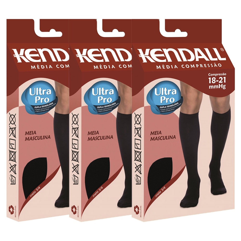 Kit 3 Meia de Compressão Kendall Masculina 1802 - Health