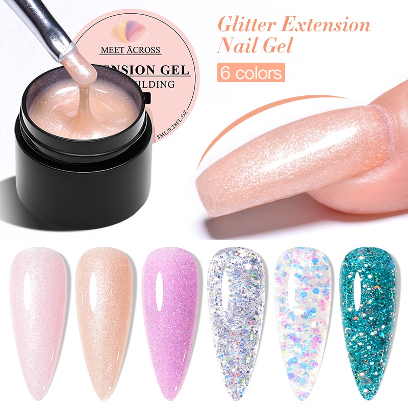 Encontrar ACROSS 8ml Glitter Acrílico Gel Extensão Dedo Prata Unhas Rosa Molho De Arte Das Verniz Tudo Para Manicure