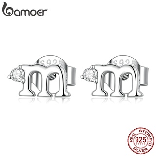 Bamoer 925 Brinco De Tarraxa De Prata 1 Par Com Pingente De Alfabeto BSE611