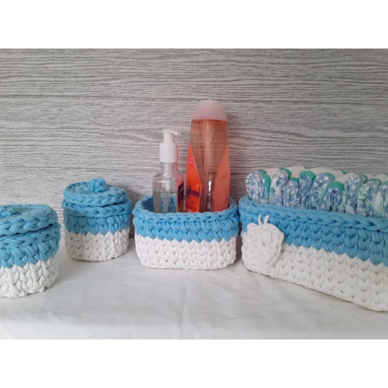 kit higiene bebê em fio de malha