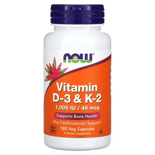 Vitamina D3 & K2 1000 UI NOW 120 Cápsulas