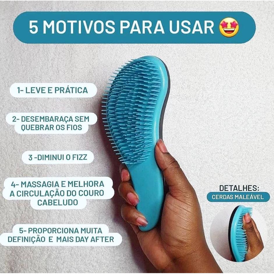 Escova Mágica Para desembaraçar Cabelo com Cabo Para Banho/Penteados