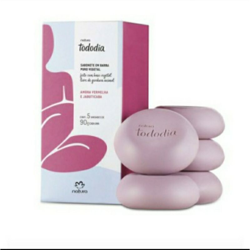 Sabonete em barra Puro Vegetal Tododia Amora Vermelha e Jabuticaba 5 unidades 90 g
