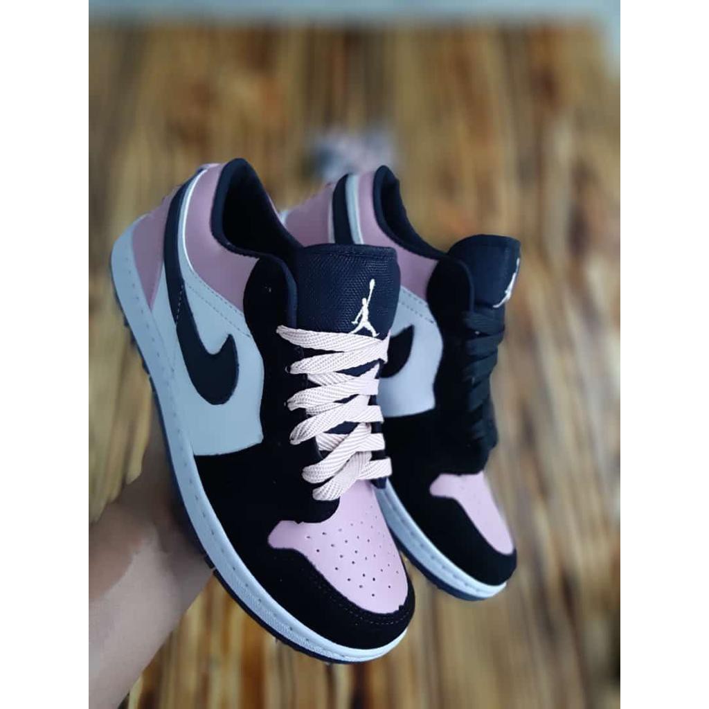 Tenis Nike Air Jordan Cano Baixo Low Rosa Com Preto E Branco 50 Off Shopee Brasil