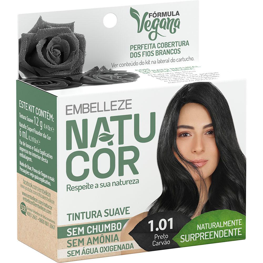 Tinta de cabelo natucor naturalmente surpreendente preto carvão 1.01