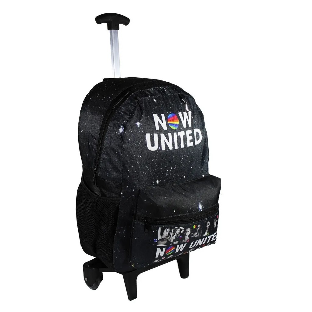 Mochila Preta Banda Now United de rodinhas Bolsa Feminina Juvenil