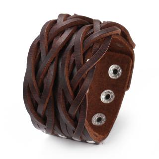 2021 Moda Jóias Vintage Handmade Tecer Genuína Pulseira De Couro Charme Jóias Cuff Pulseira De Couro Largo Homens