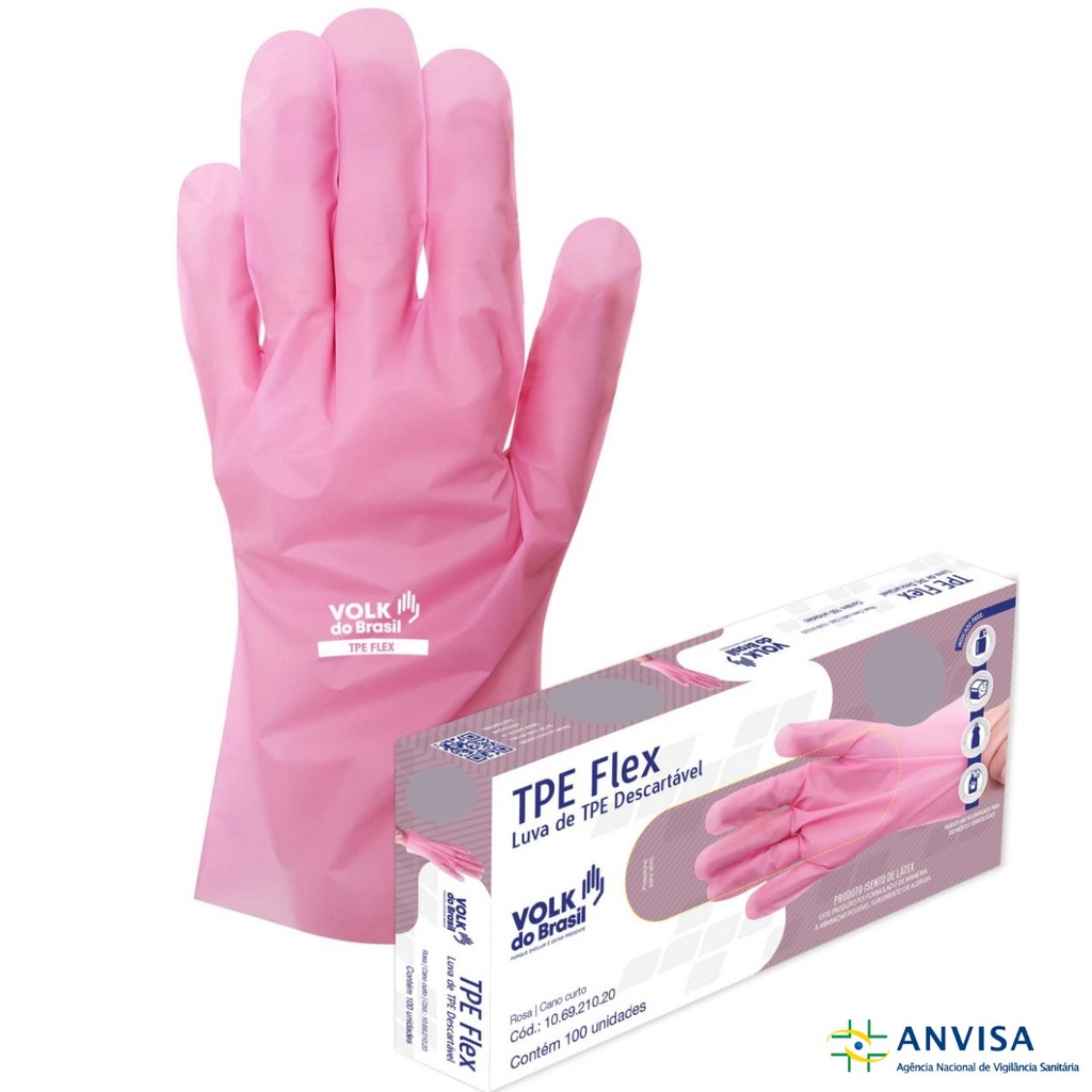 1 cx de Luvas Plásticas Viniflex VOLK TPE - cx c/ 100