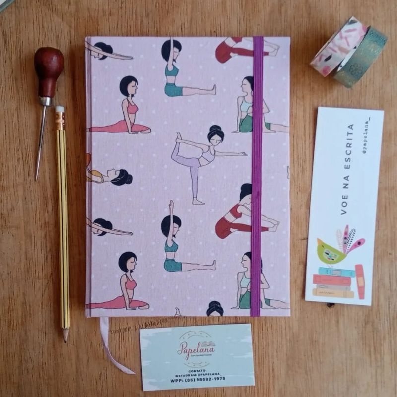 Caderno Yoga/Pilates Sketchbook artesanal Shopee Brasil