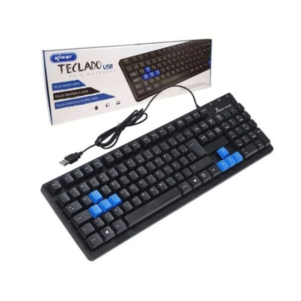 Teclado Gamer Usb Com Fio Teclas Silenciosas De Perfil Baixo Kp 2044