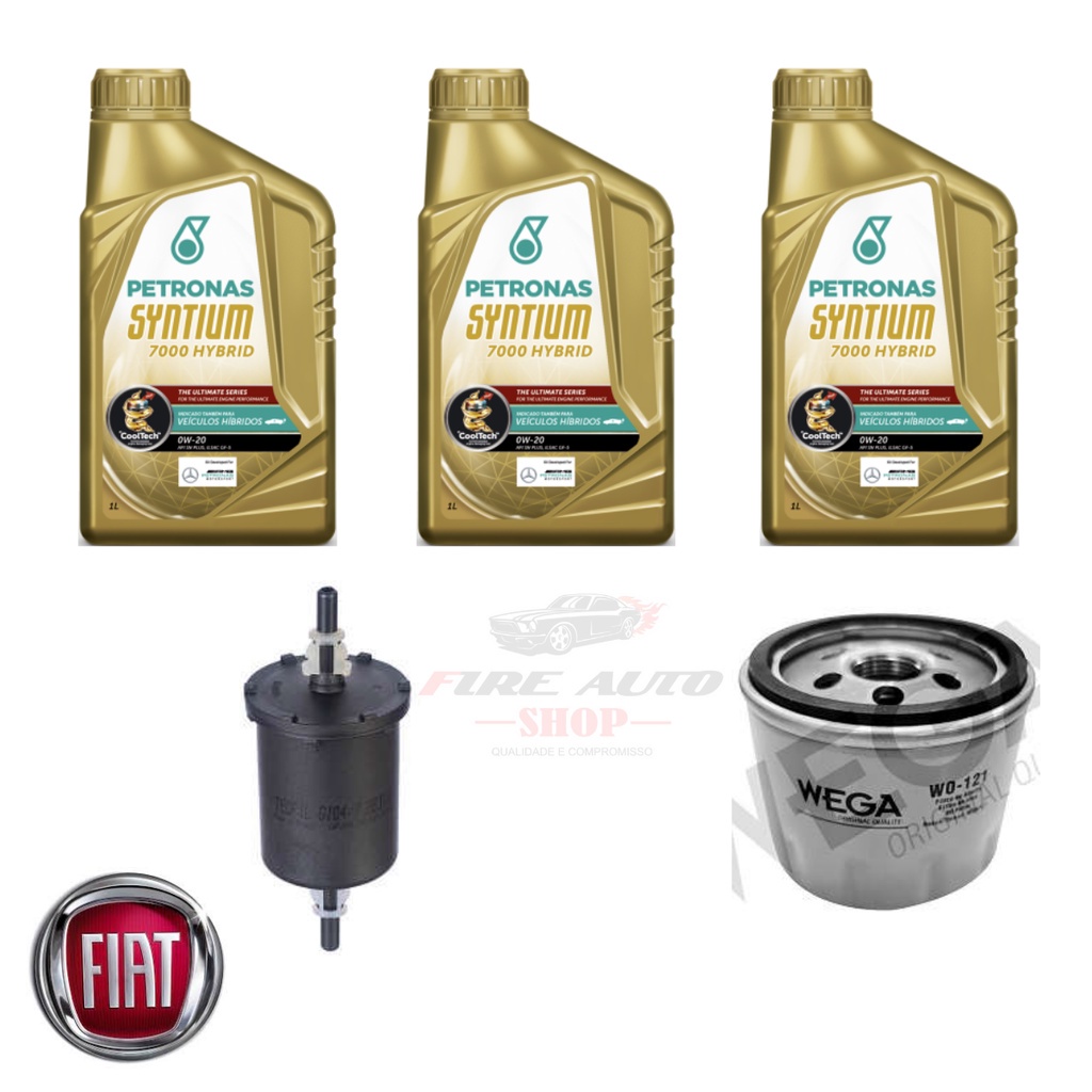 Kit troca leo motor filtros 0w20 fiat argo 1 0 3 cilindros escorrega