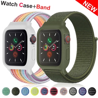Pulseira De Nylon + Caixa Para Apple Watch band 44mm 40mm iWatch Banda 41mm 45mm solo Trançado Serie 7 SE 6 4 3