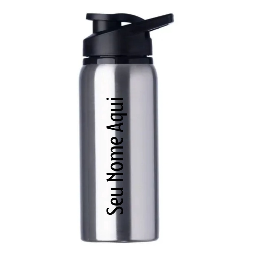Squeeze Garrafinha Personalizada c/ Nome Gravado 600 ml Prata