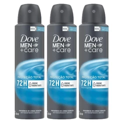 Kit com 3 Desodorantes Antitranspirantes Aerosol Dove Cuidado Total 150ml