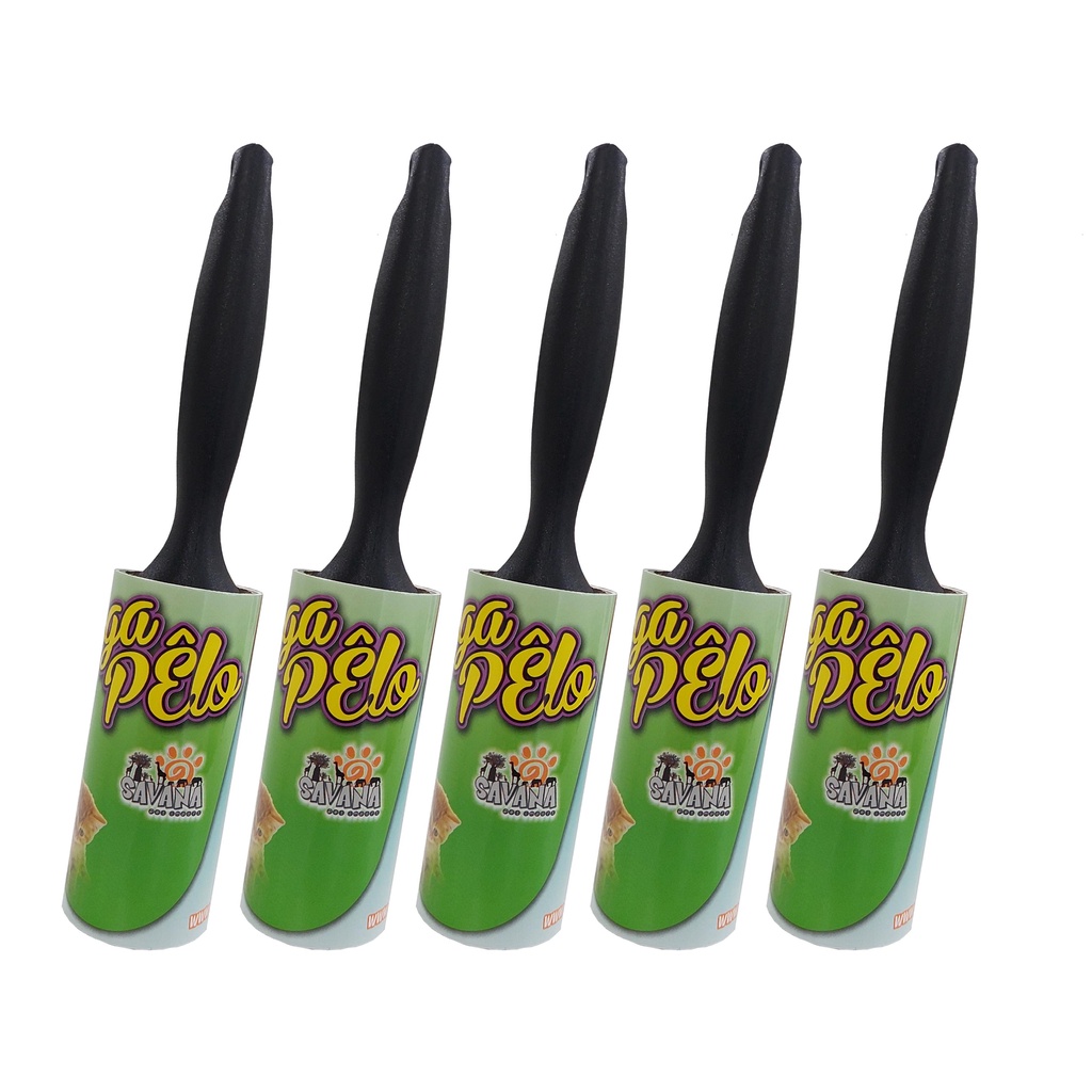 Kit Pega Pelo Rolo Adesivo Fiapos 20 fitas Refil Savana 5un