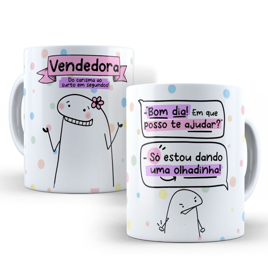 Caneca Personalizada Vendedora Flork Engraçada Divertida Profissão com Nome 365
