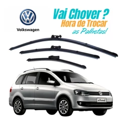 Kit de 3 Palhetas Limpadoras de Parabrisa Dianteiro + traseiro Novo Spacefox 2013 á 2019 Volkswagen