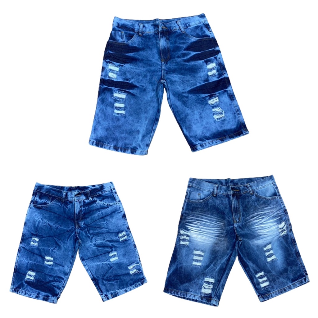 Kit Bermudas Rasgadas Destroyed Masculina Modelos Variados Shopee Brasil