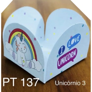 50 forminhas para doces festa tema unicórnio ilove  cod Pt 137 em Oferta na Shopee