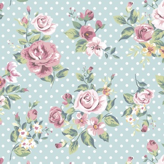 Papel De Parede Flores Rosas Fundo Azul Elegante Lavável Autocolante Sala Quarto Autoadesivo