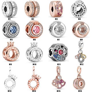 925 Prata Rainha Azul E Rosa Fã Letra Da Coroa O Segredo Incrustados Logotipo Grampo De Fixação DIY Charme