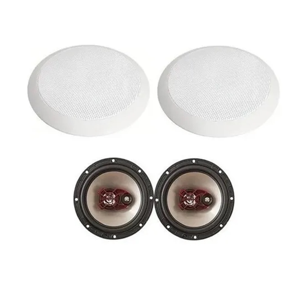 02 Arandela Redonda + Alto Falante Som Ambiente Bravox B3x60x Gesso Teto 100rms 4ohm  / 2451 em Oferta na Shopee