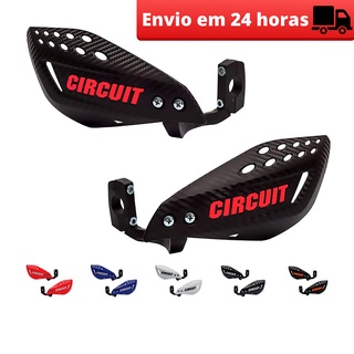 Par Protetor de Mão Circuit Vector Moto Universal em Carbono Haste Nylon Bros/XRE300/Lander/Falcon/CRF