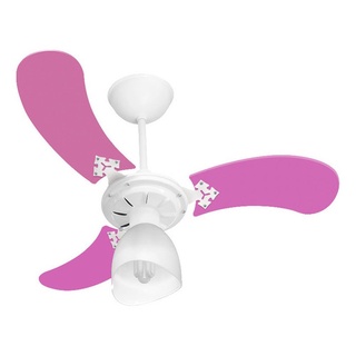 Ventilador De Teto Baby Colors 3pás De Mdf Branco/rosa 110v