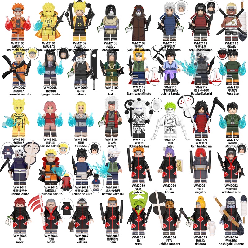 Lego Minifigures Naruto Uzumaki Uchiha Itachi Sasuke Tokashi Building Blocks Brinquedos Para Crianças