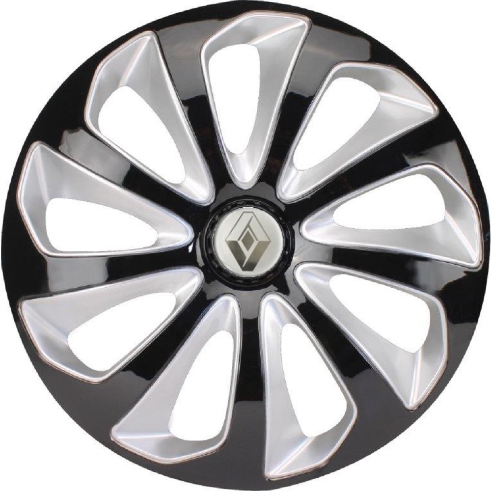 Jogo 4 Calotas Esportivas Velox Black Silver Aro 15 Renault Sandero Logan Preto Prata
