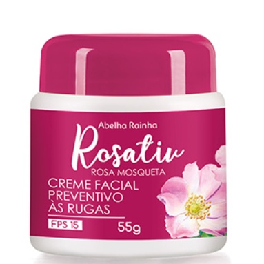 Creme Facial Preventivo Às Rugas Com Óleo De Rosa Mosqueta Rosativ - Abelha Rainha 55g em Oferta na Shopee