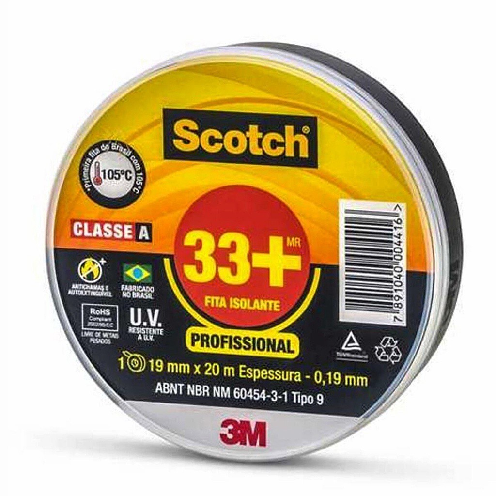 Fita Isolante 33+ Preta 19mm X 20m HB004482483 - 3M - Home & Living