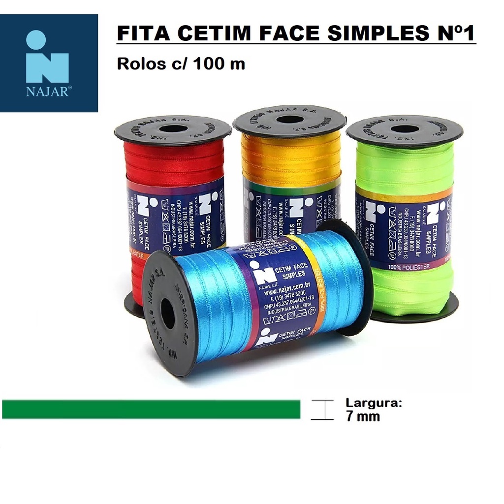 Fita Cetim Najar Nº1 * Rl c/100m X 7mm