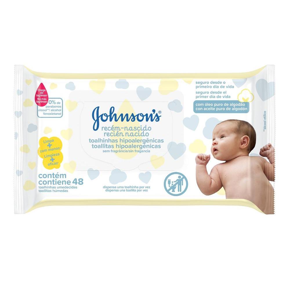 Lenços Umedecidos Johnson's Baby Recém-Nascido Sem Fragrância com 48 unidades - Mom & Baby