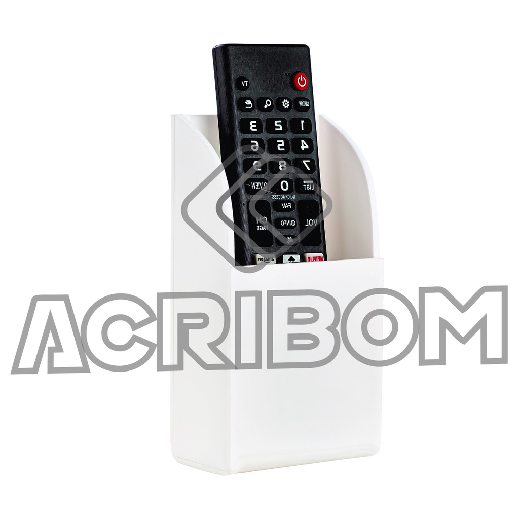 Suporte de Parede em Acrílico Branco Para 1 Controle Remoto de TV ou Ar Condicionado - Porta Controle Remoto - Acribom