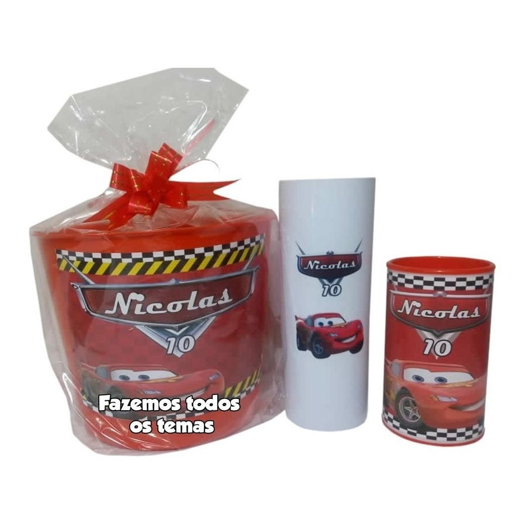 30 Itens Kit Festa Lembrancinha Infantil Personalizada Cofrinho + Balde De Pipoca + Copo Long Drink