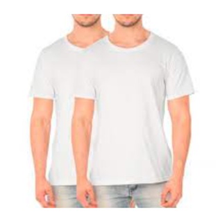 Kit 2 Camisetas Masculinas Basica Lisa branco 100% Algodão