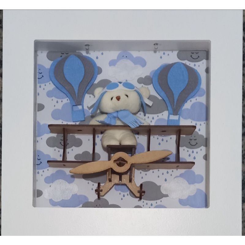 enfeite de porta maternidade urso aviador azul