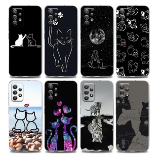 Engraçado Fofo Linha De Gato Arte Clara Capa De Celular Para Samsung A12 A21 A31 A32 A51 A71 A52 A72 Silicone Transparente Macia