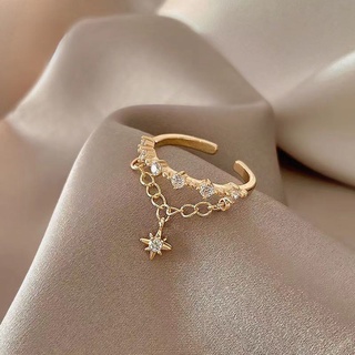 Clássico Elemento Estrela Pingente Anéis De Abertura De Ouro Para A Mulher Coreano Moda Jóias De Casamento Festa De Menina Unusual Sexy Conjunto Anel