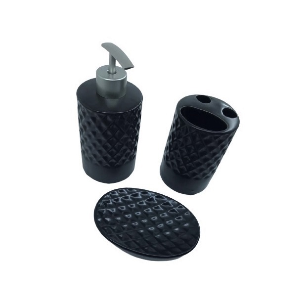 Kit 3un Banheiro Porta Sabonete Escova e Saboneteira Wincy - Preto
