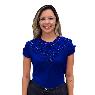 Blusa Feminina Moda Evangelica Manga Curta Barata Sku:b13